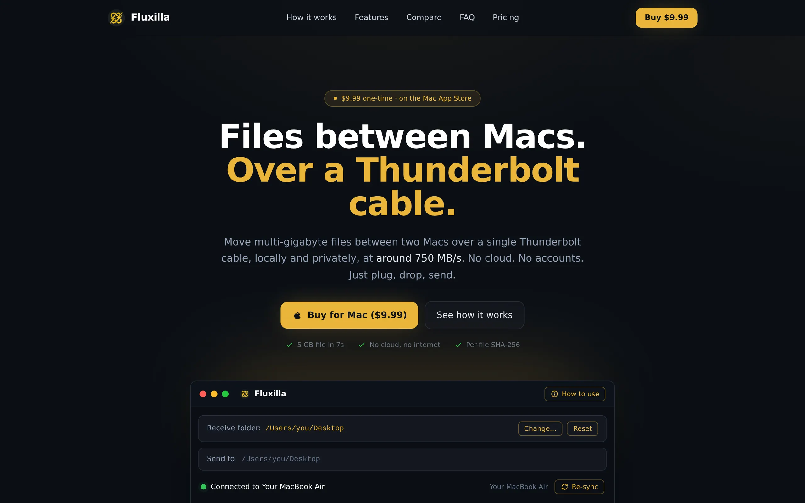 Fluxilla, multi-gigabyte transfers over a single Thunderbolt cable