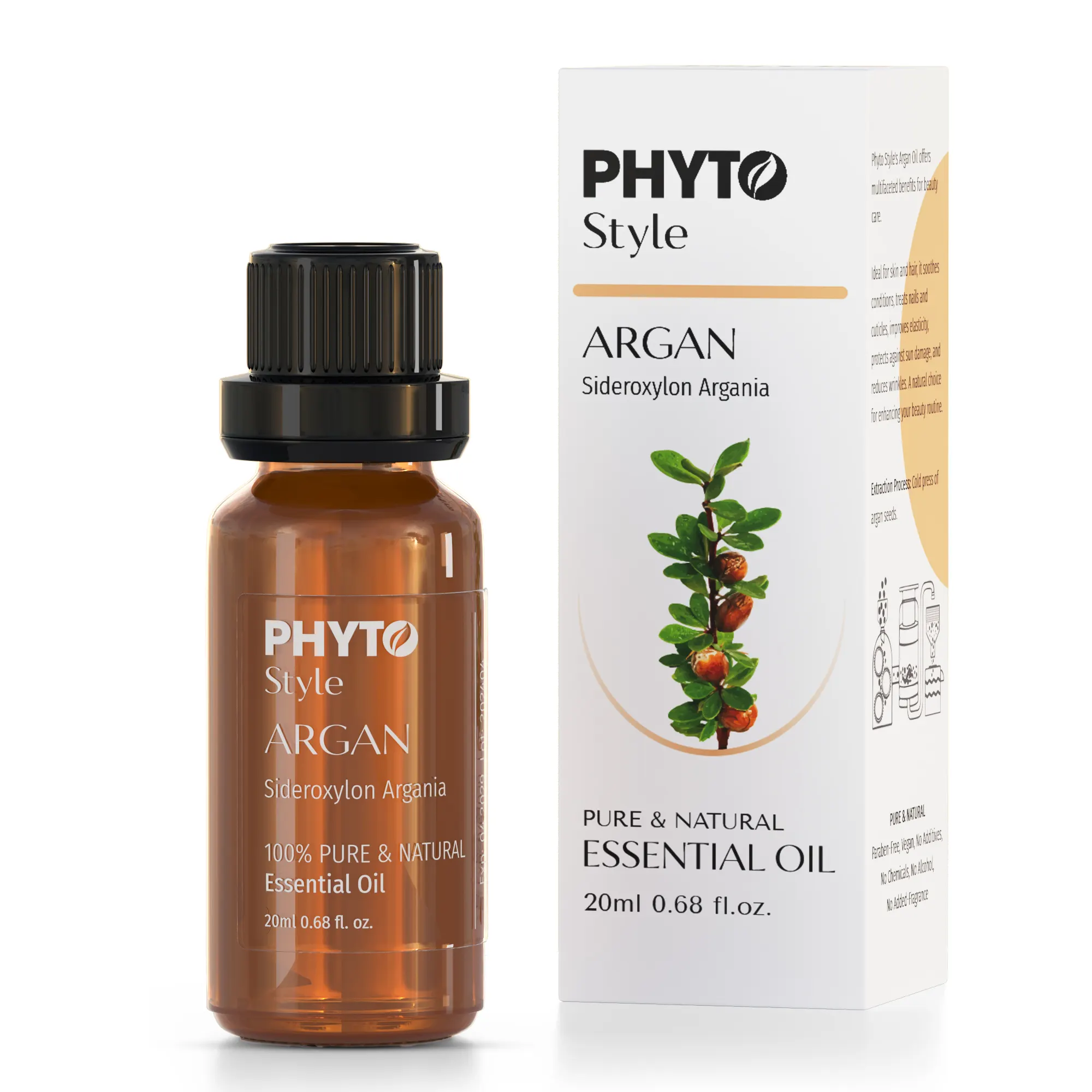 Argan: bottle and carton, the pack shot a listing needs