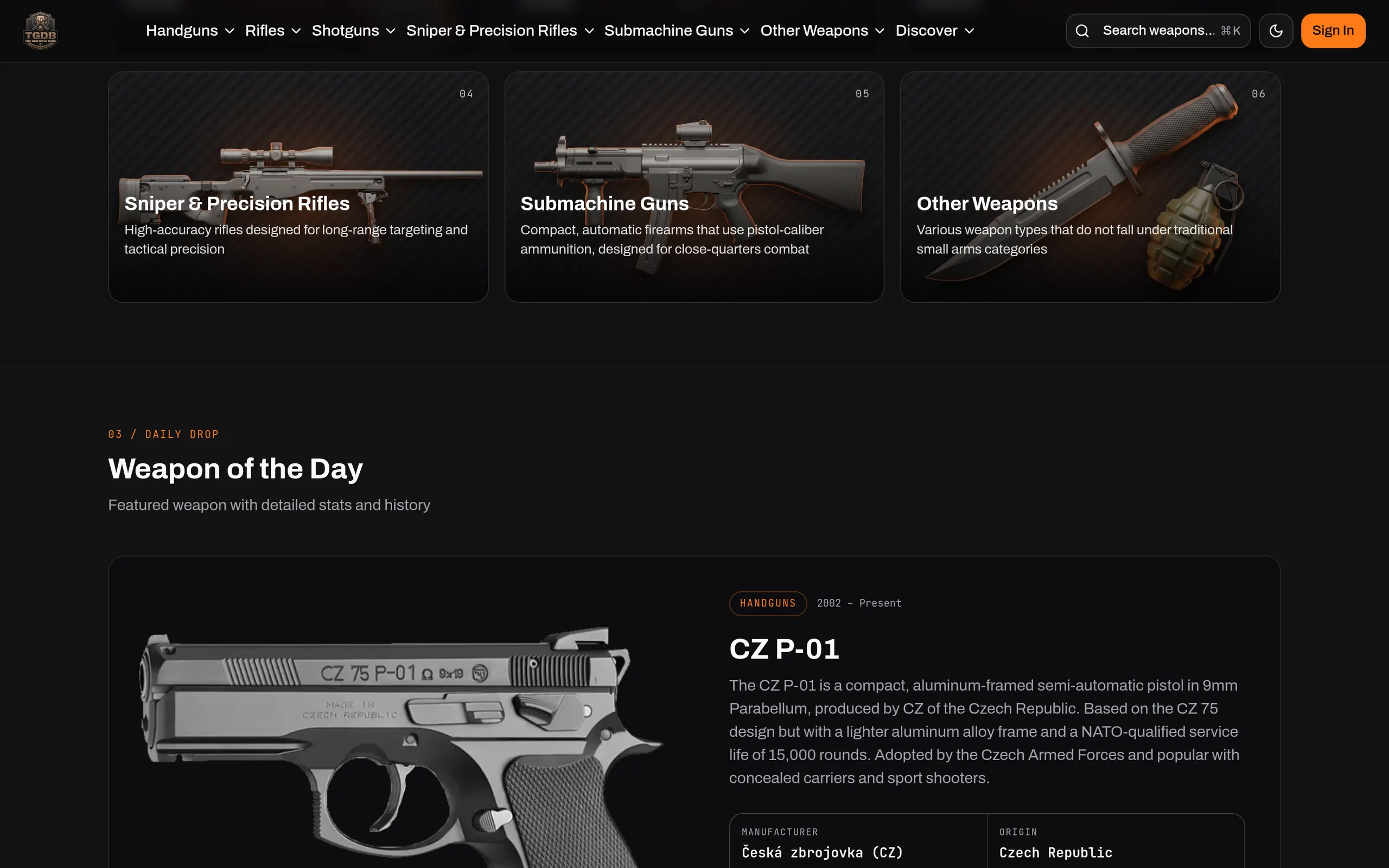 A firearm profile, structured from agent-gathered research